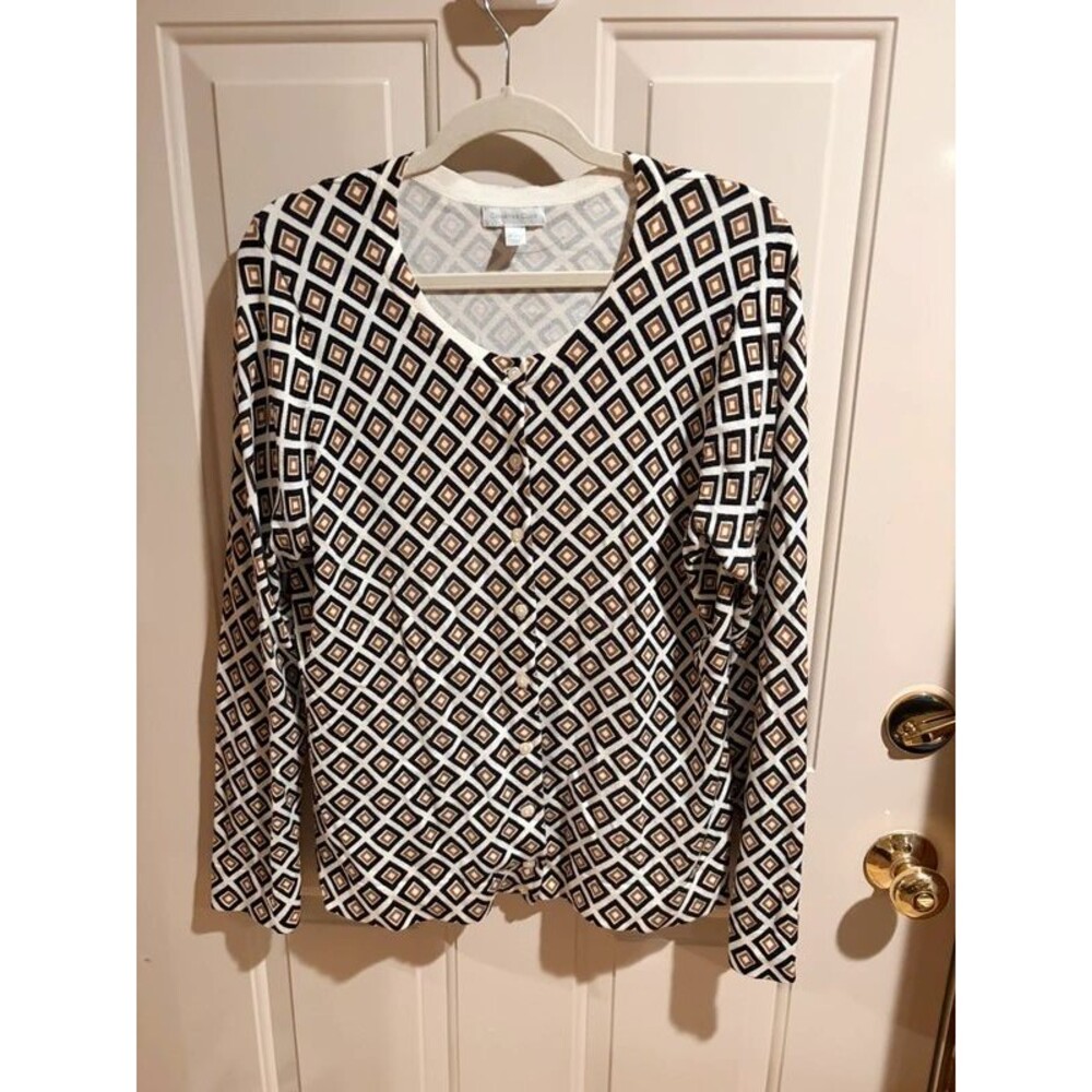 Charter Club Geometric Print Cardigan XL